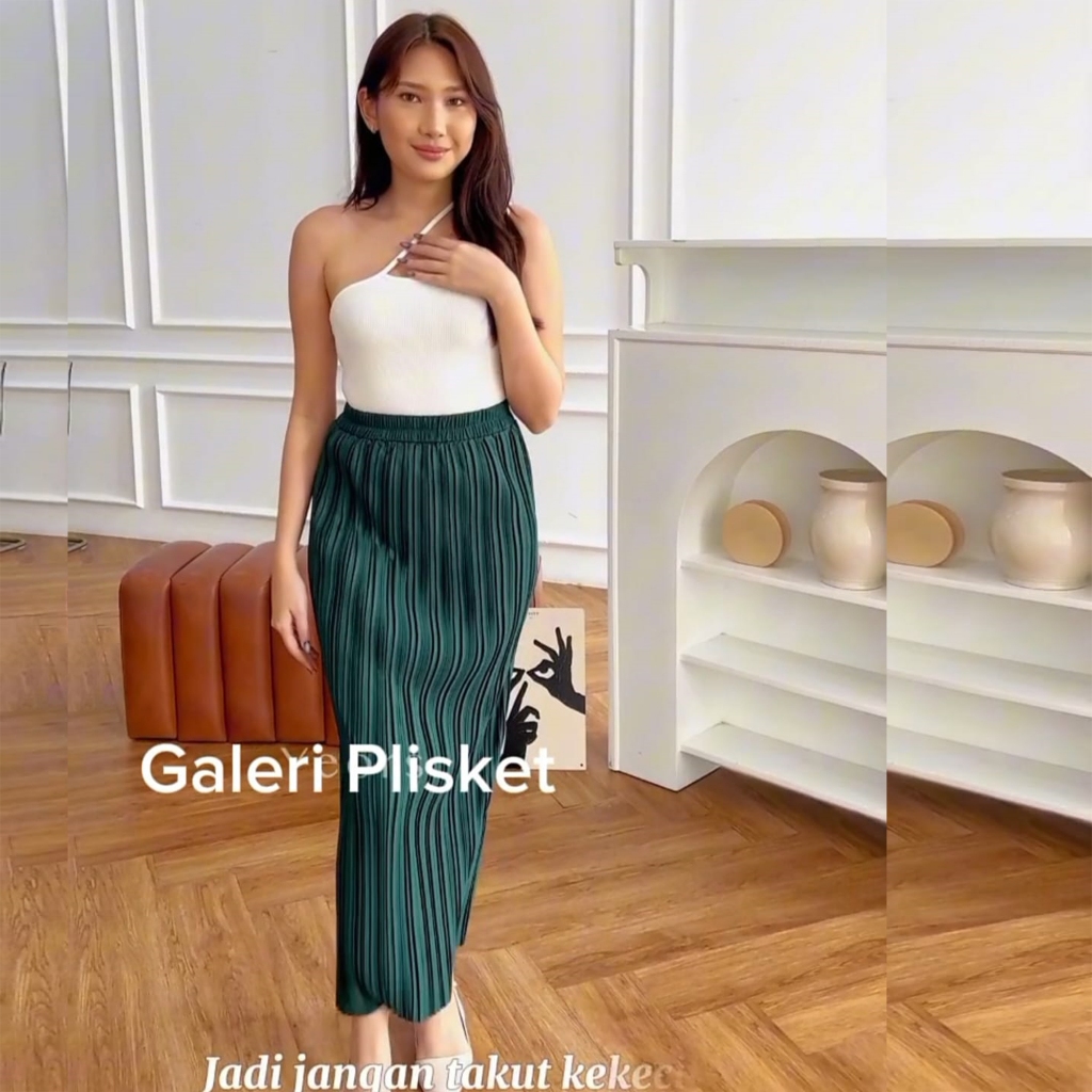 Rok Span Panjang Plisket BB /Rok Span Panjang / Rok Plisket Span Premium