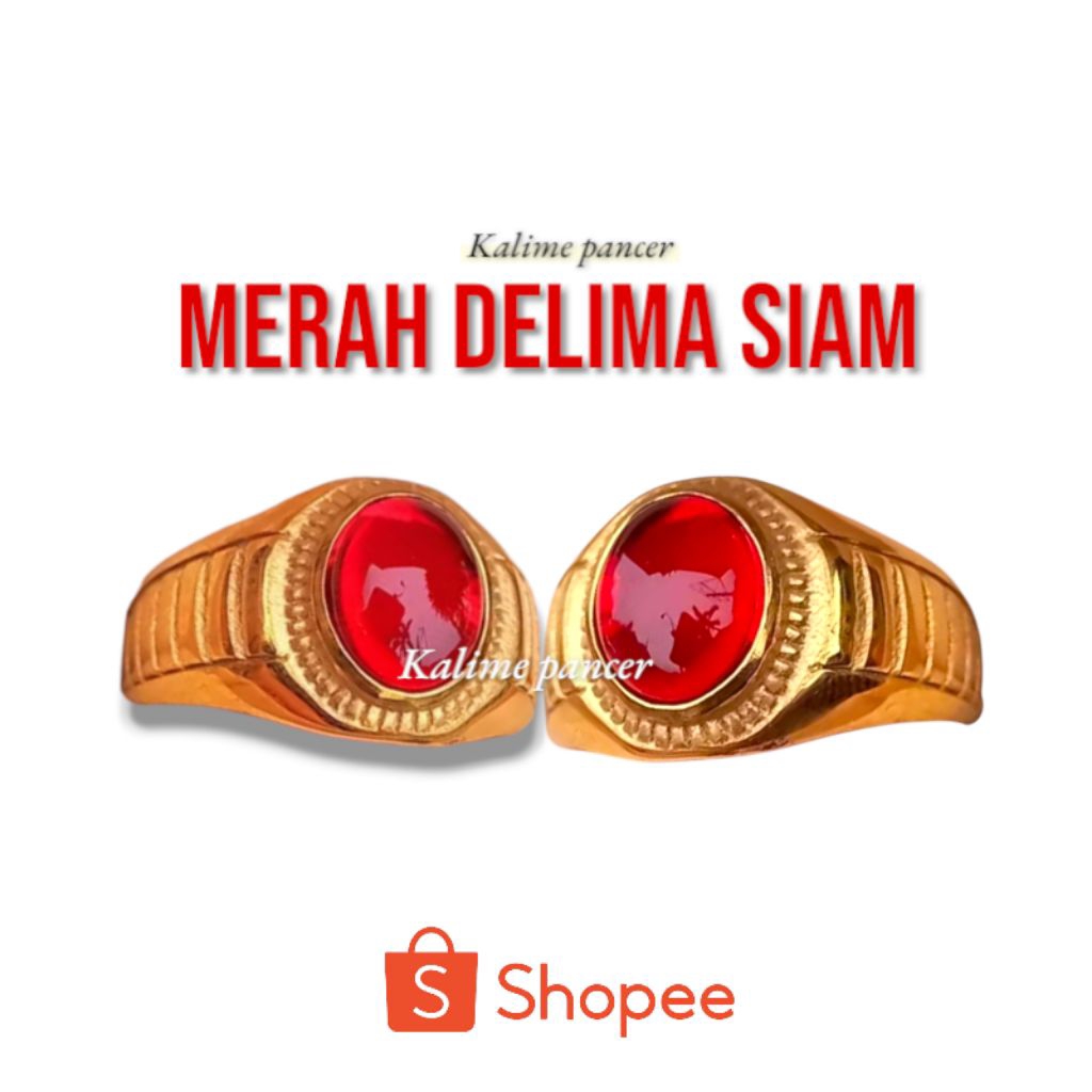 Cincin batu akik merah siam bangkok gread A natural ring Titanium - cincin pria
