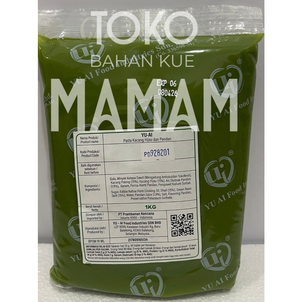 

Yu Ai Pasta Pandan 1kg – Isian Roti, Kue, & Dessert Aroma Pandan Wangi