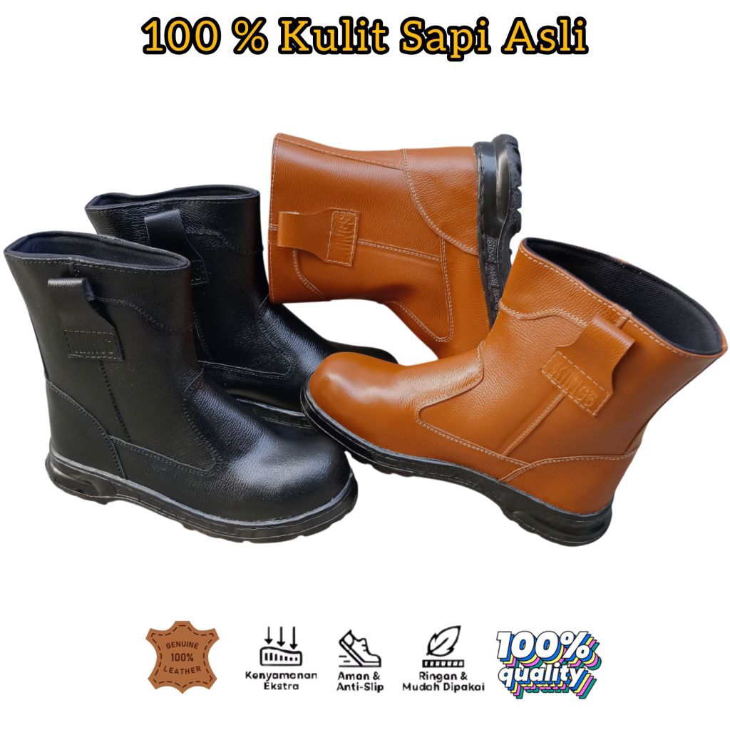 Original King Septi Sepatu Safety Boots Pria Ujung Besi Untuk Proyek Pertambangan / Sepatu Septy