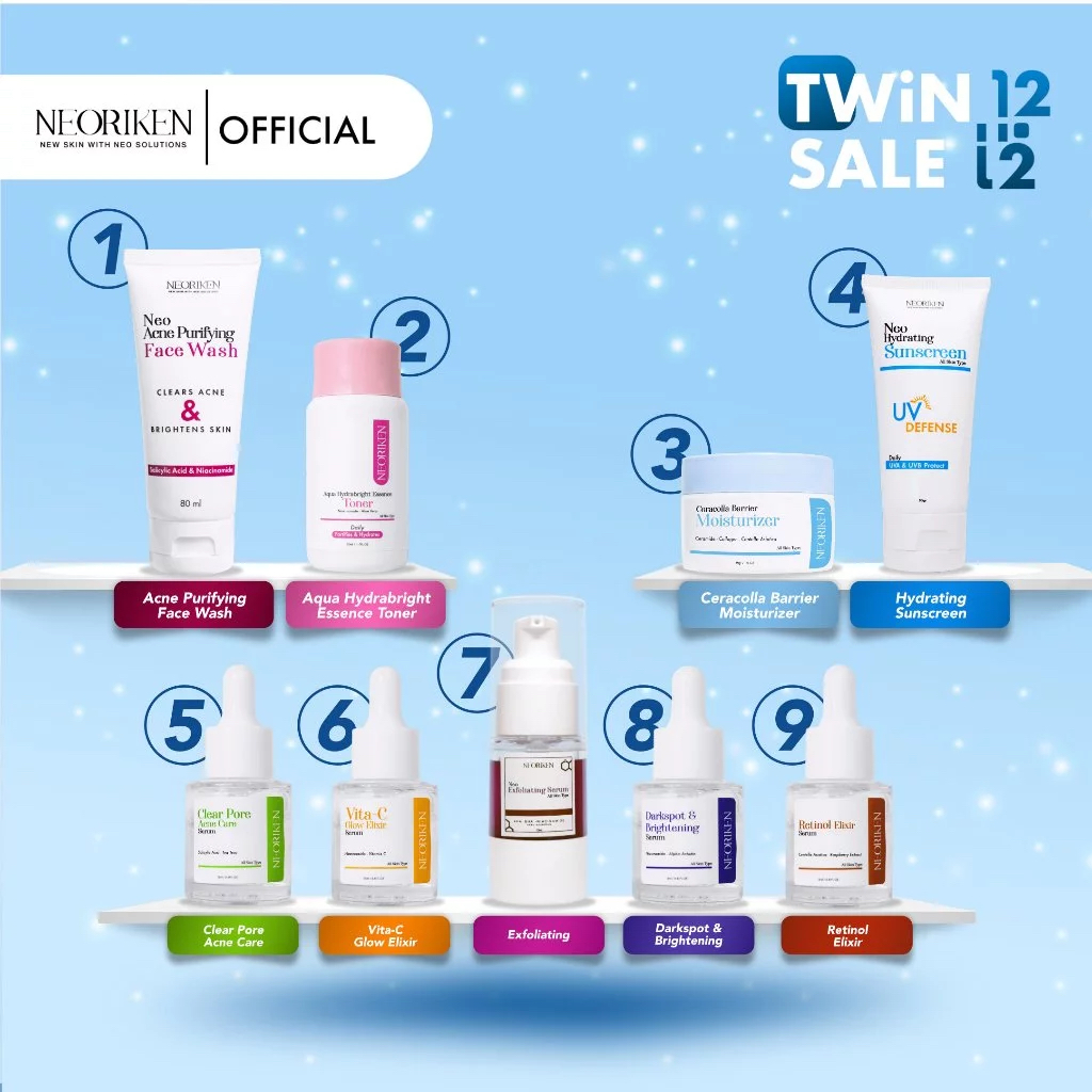 Serum Jerawat BPOM | Mencerahkan Wajah Kusam | Exfoliating AHA BHA, Retinol Anti Aging, Vitamin C Gl