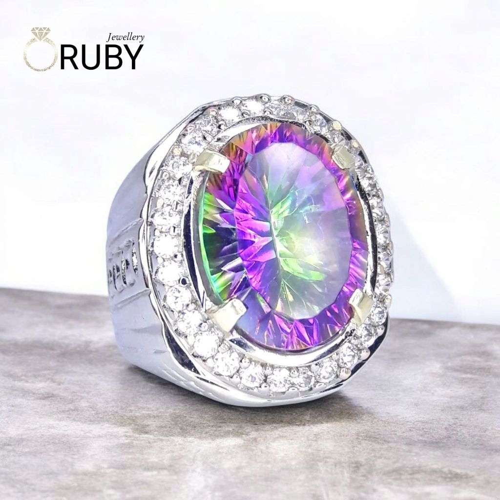 Cincin Batu Natural Mystic Quartz