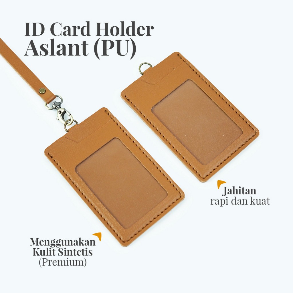 

Name Tag Holder Model Aslant Bahan Kulit PU - ID Card Hoder Aslant