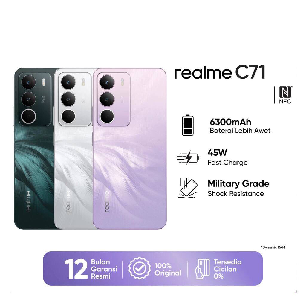 realme C71 NFC (4/128GB - 6/128GB - 8/128GB) Extended RAM - MIL-STD-810H - Unisoc T7250 - 50MP Dual 