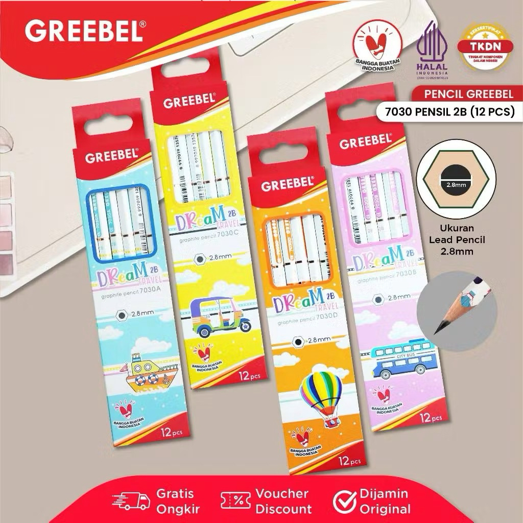 

12 Pcs - GREEBEL Pensil Tulis 2B 7030 Dream