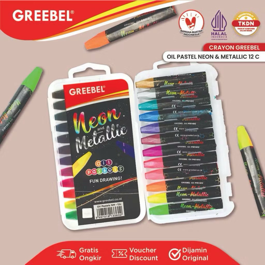 

GREEBEL Crayon Krayon Neon Metalic (12 Warna)