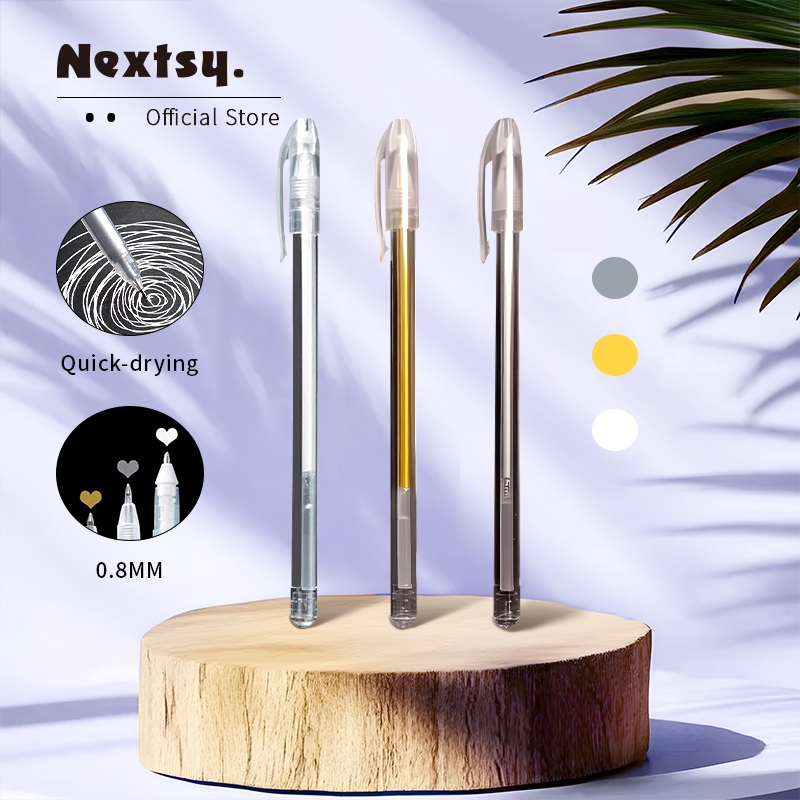 

Nextsy Pena Gel Pen Highlighter Pulpen Putih Pena Warna Warni Emas Pena Jurnal 0.8mm Pena Sorot