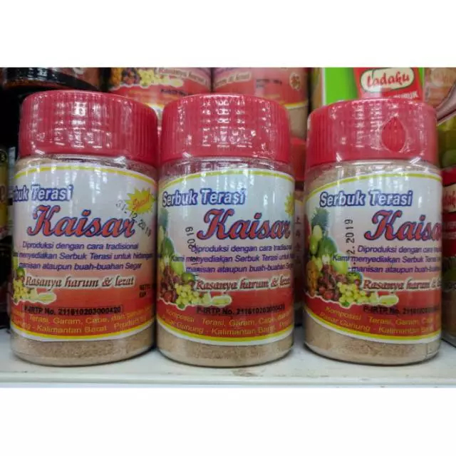 

Bubuk Serbuk Terasi Pedas Manis Asin Cocolan Buah Kaisar - Singkawang