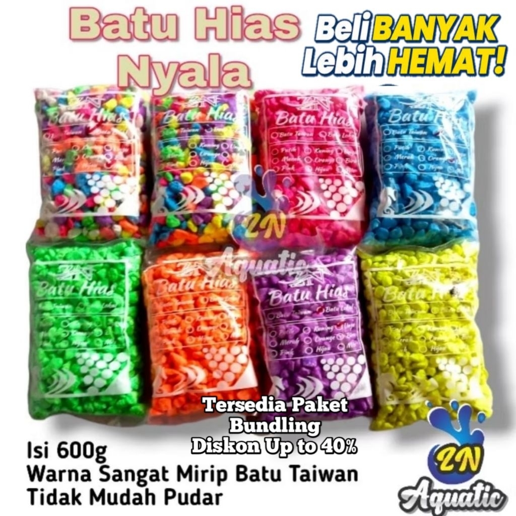 600g Batu Hias Warna Warni Nyala Aquascape Aquarium