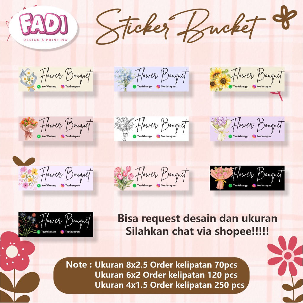 

Sticker bucket/ sticker tempelan bunga murah