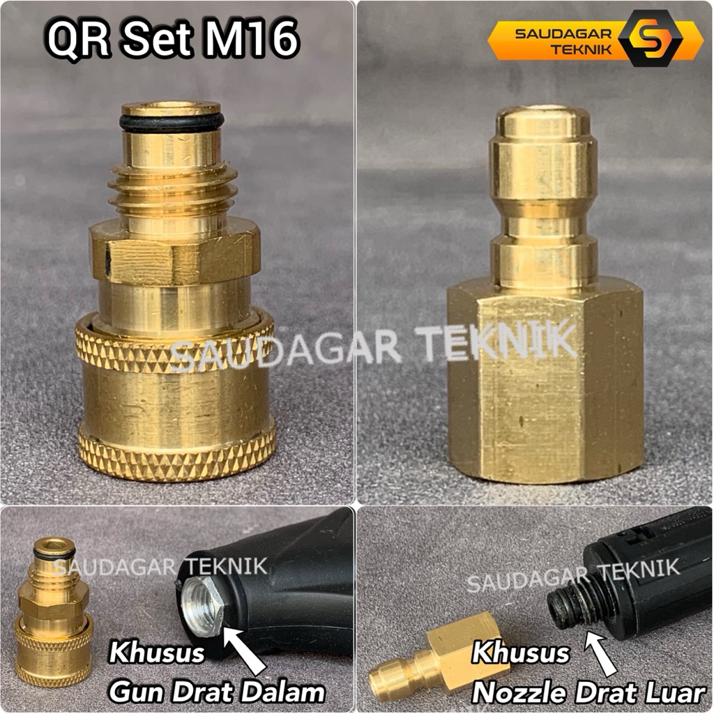 Quick Release Set Jet Cleaner Drat M16 Adaptor Nepel Quick Release Gun Jet Cleaner Drat Dalam Nozzle