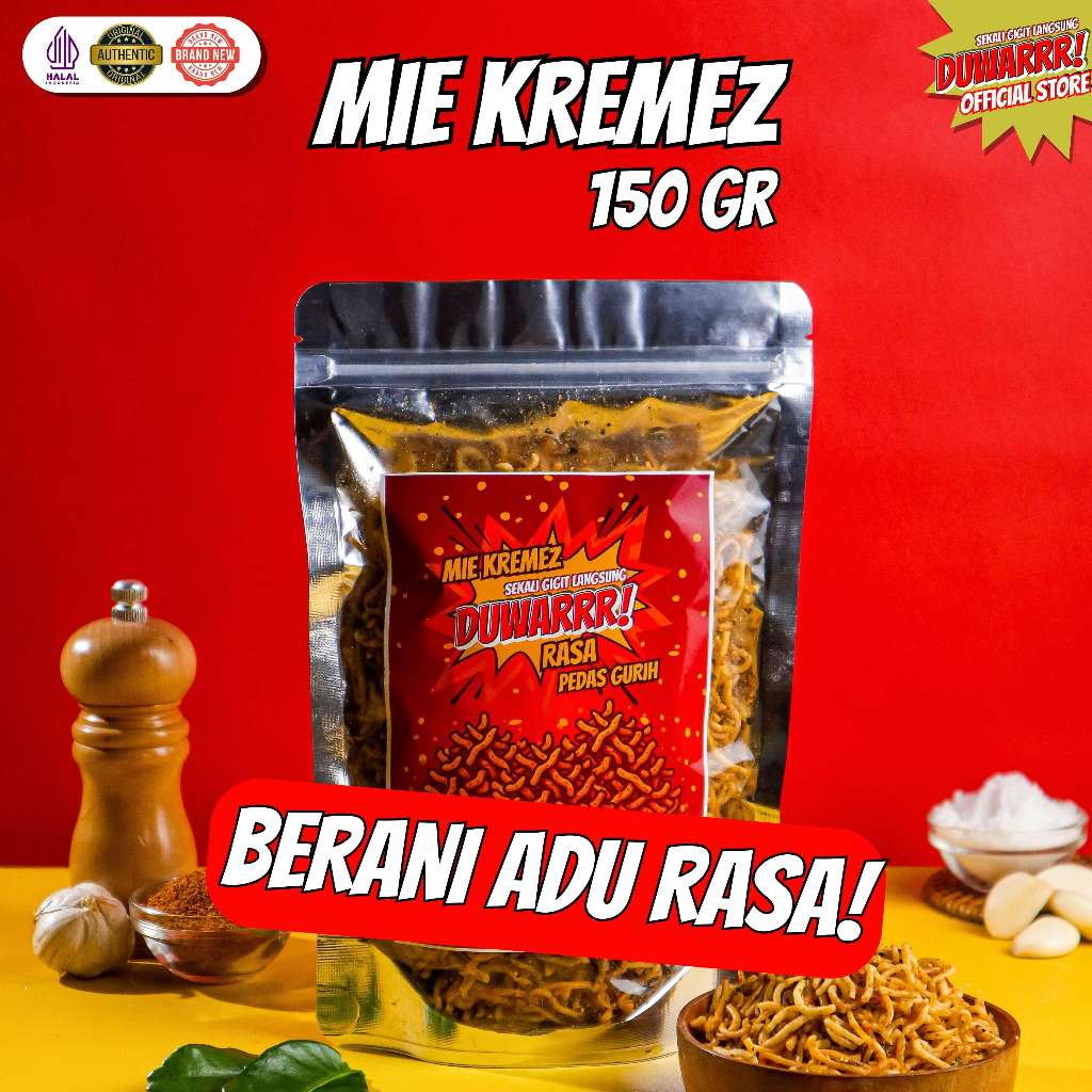 

DUWARRR! Mie Kremez 150g – Sekali Gigit Langsung DUWARRR! | 3 Rasa Pilihan