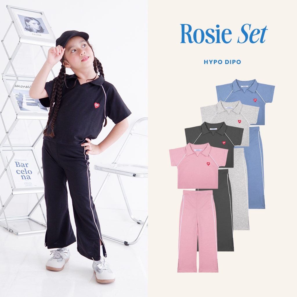 HYPO DIPO - Rosie Girl Set - Setelan Anak Perempuan 1-8 Tahun - One Set Sporty Kerah Celana Panjang