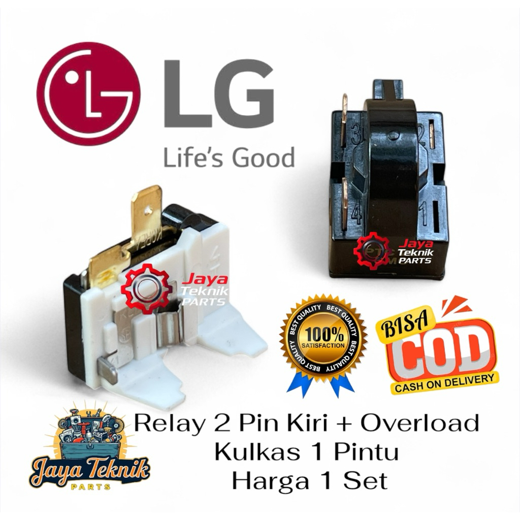 Set Relay Pin 2 Kiri Kulkas LG 1 Pintu Ptc Relay + Overload Kulkas LG