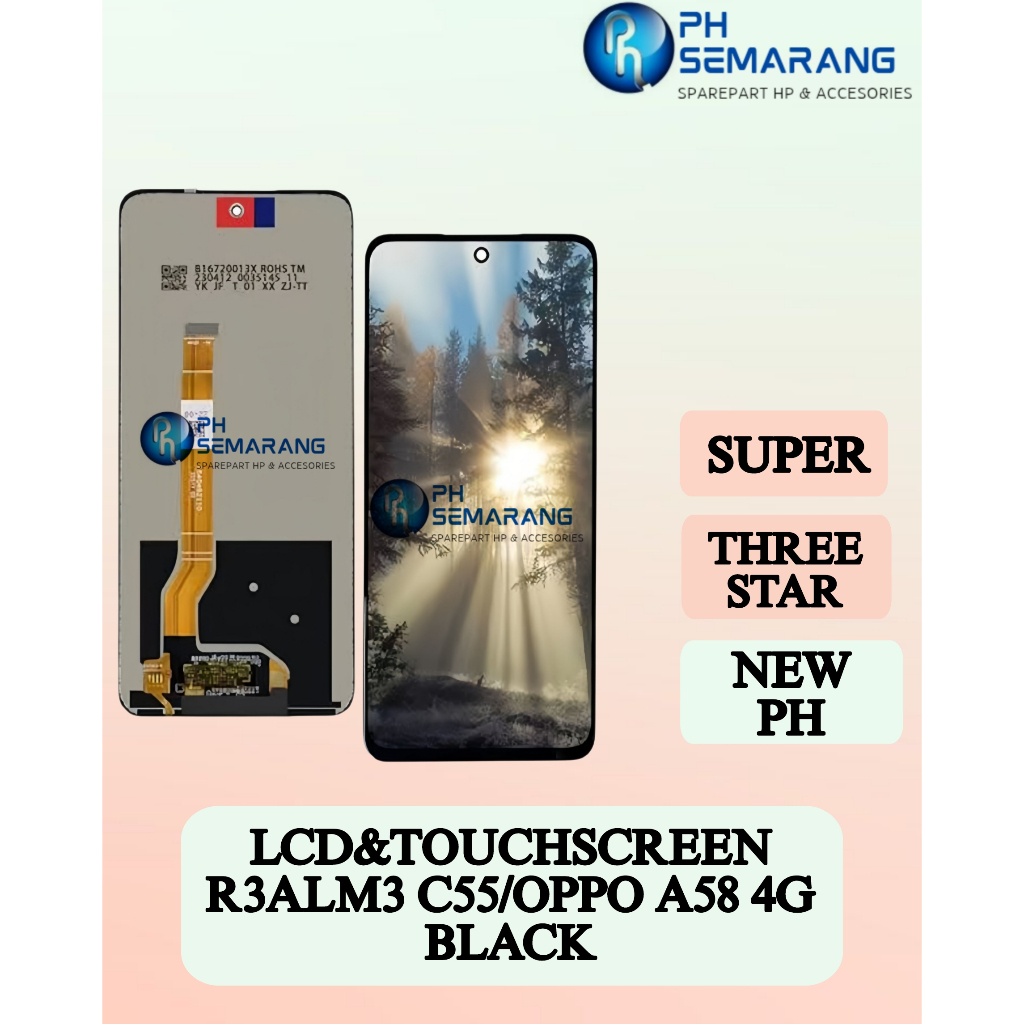 PH Semarang Sparepart HP & Accessories LCD&Touchscreen R3ALM3 C55 / Oppo A58 4G Black