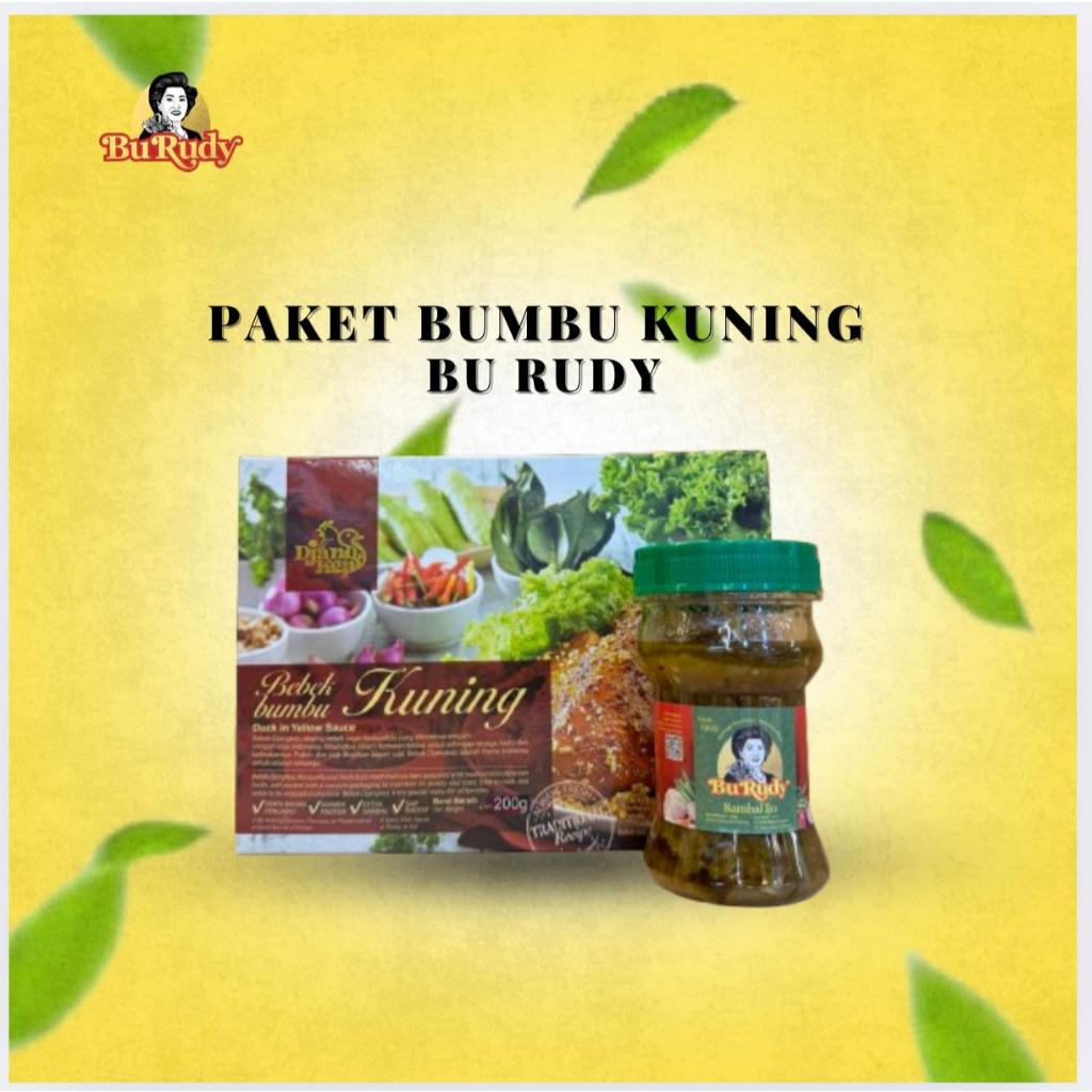 

[ PROMO SPESIAL LIVE ] Paket Bumbu Kuning Sambal Ijo Bu Rudy II Bebek Bumbu kuning, sambal ijo botol bu rudy