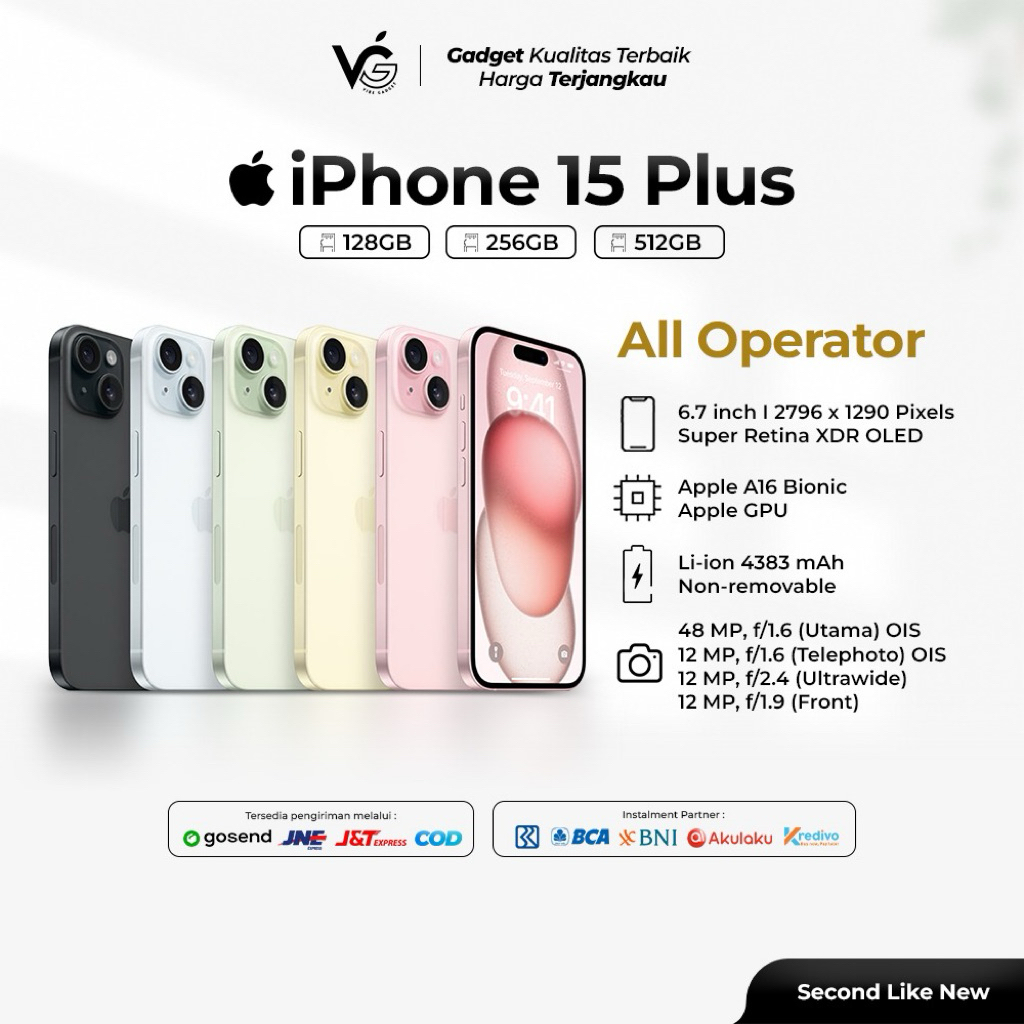 Second iPhone 15 Plus 128gb 256gb Fullset No Minus