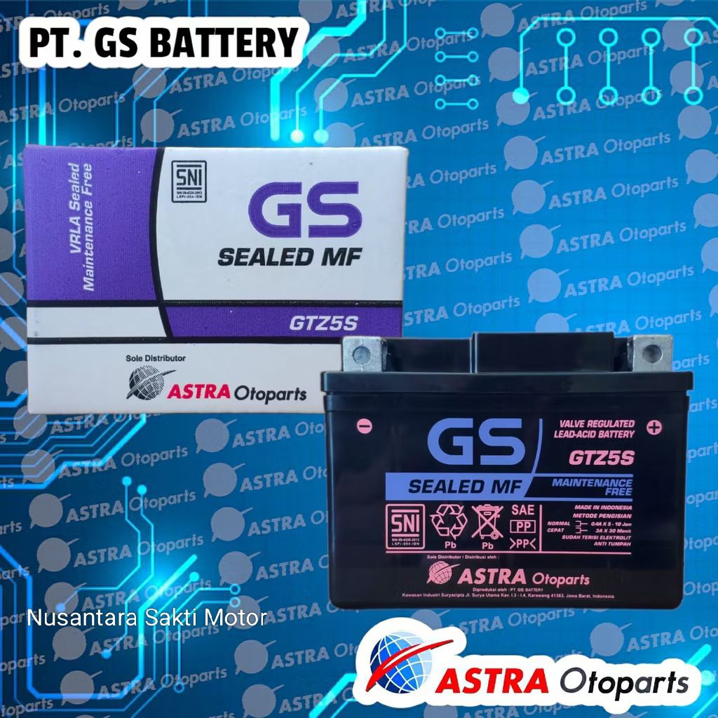 ( Aki Motor GS Astra Otoparts ) Asli Original Sealed MF GTZ5S GTZ6V GTZ7V GT6A GM5Z 3B KIT Kering Ba