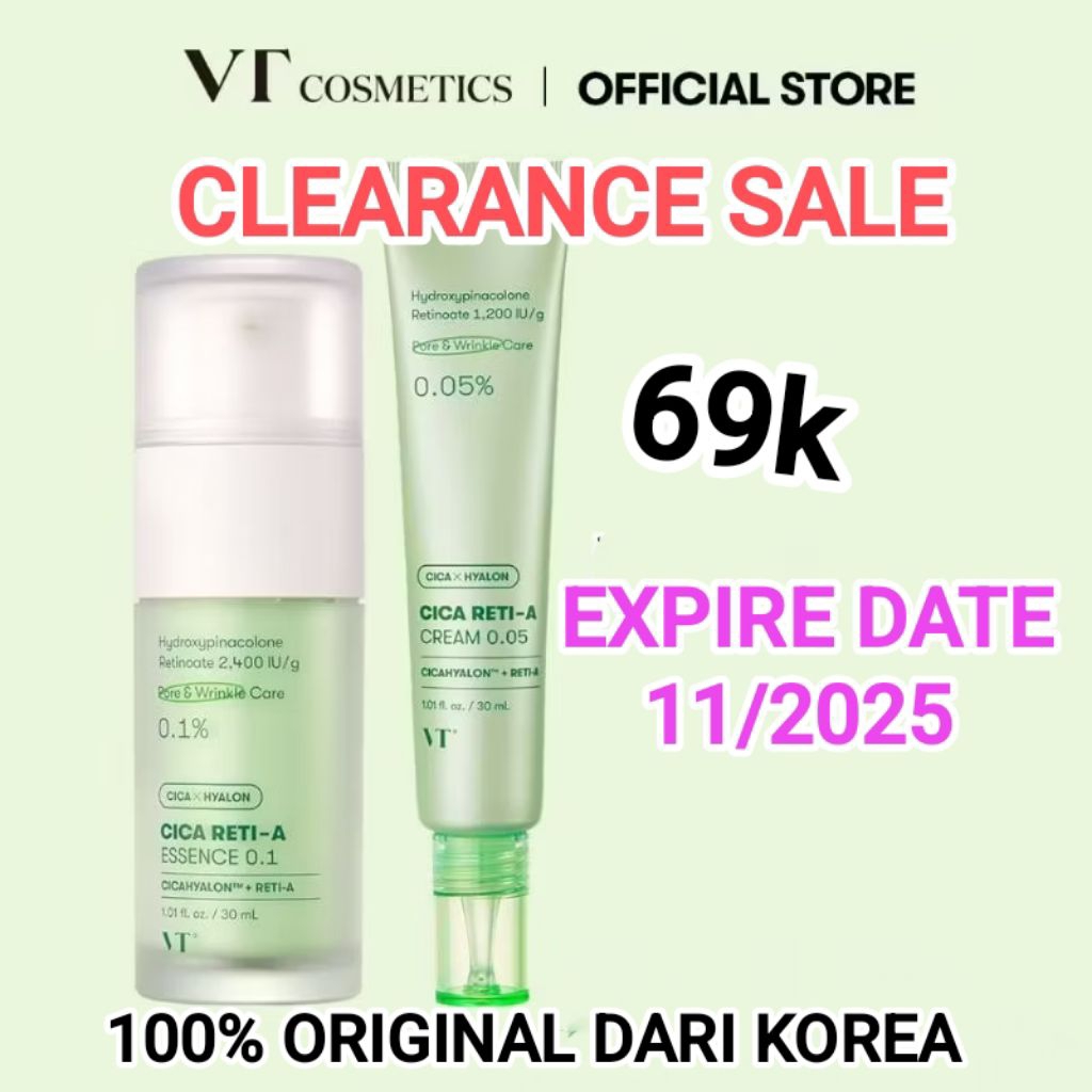 CLEARANCE EXPIRE DATE 11/2025 Vt Cosmetics Cica Retinol Essence/Cream pore care 30ml