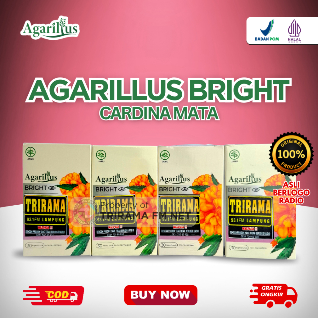 AGARILLUS BRIGHT Kapsul Mata – Cardina Mata Obat Herbal Asli Ori Berlogo Radio untuk Kesehatan Mata