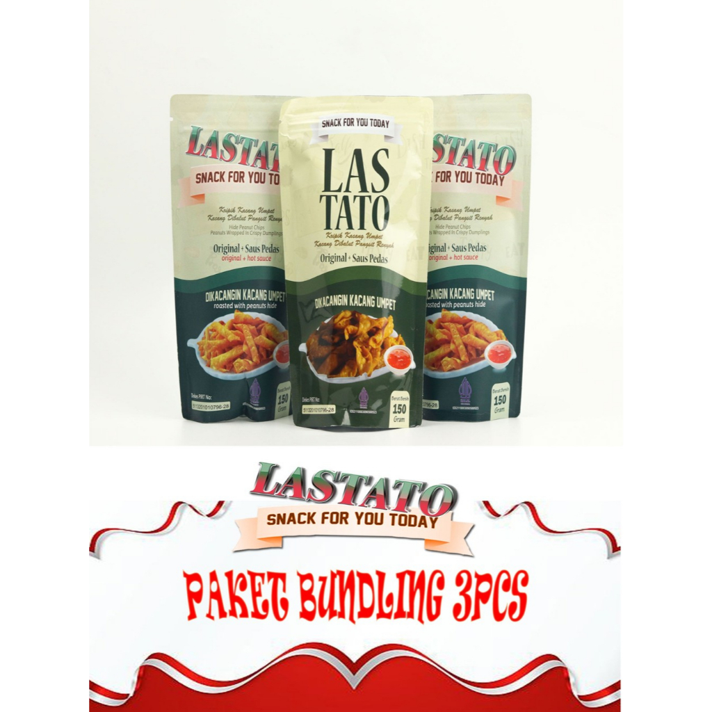 

Paket Bundling 3pcs Lastato snack Keripik Kacang sembunyi rasa Gurih + saus 150g Cemilan Renyah