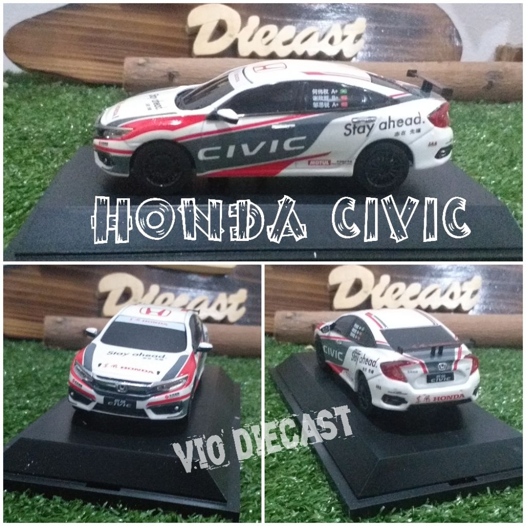Diecast Miniatur Honda Civic sedan rally skala 1:43