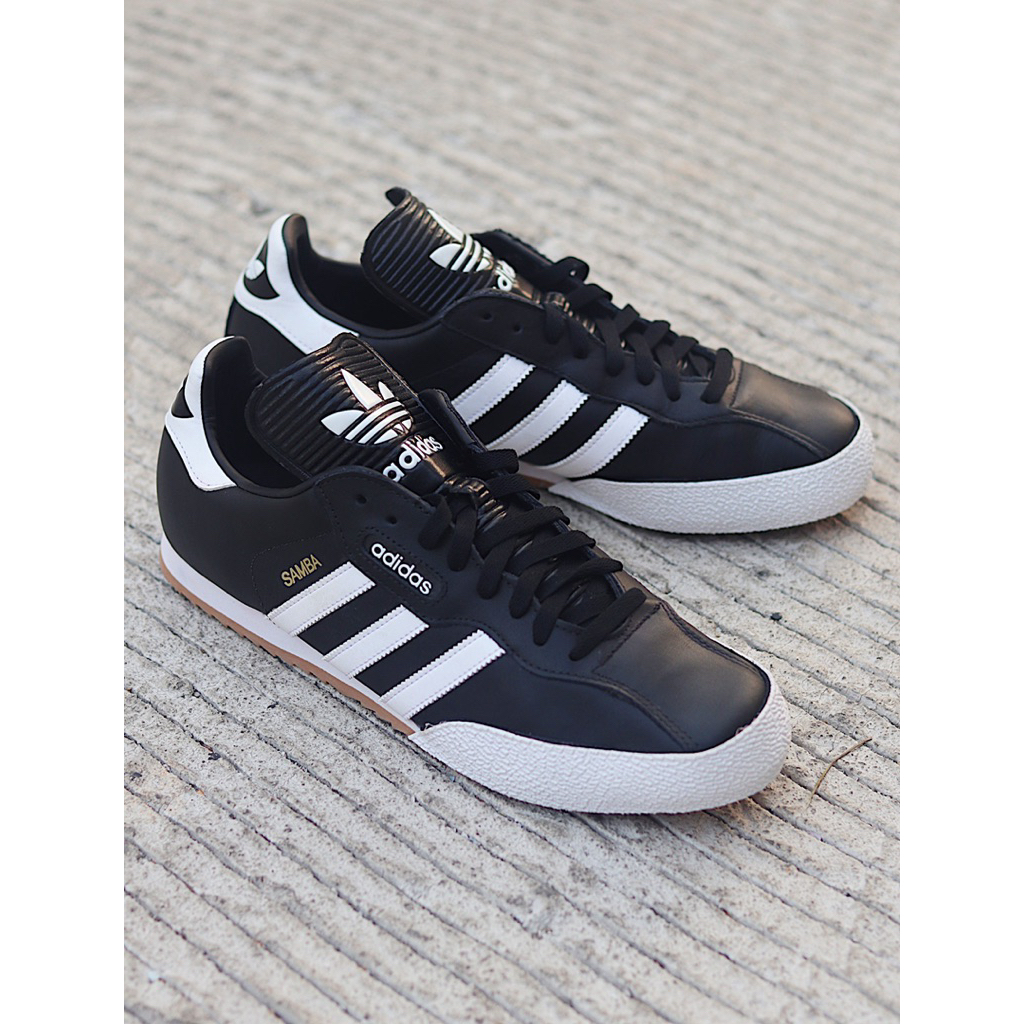 ADIDAS SAMBA SUPER LEATHER BLACK WHITE TRAINER ORIGINAL 019099