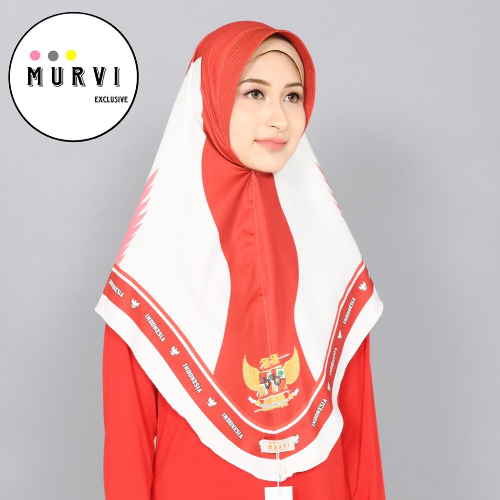MURVI HIJAB BERGO MOTIF SUBLIM PRINTING SPESIAL KEMERDEKAN MERAH PUTIH