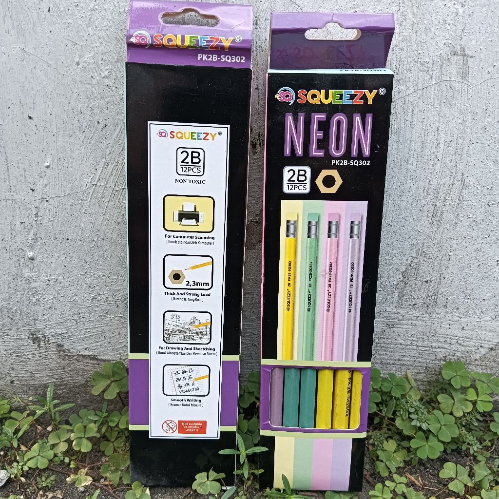 

12 Pcs Pensil 2B Untuk Komputer Pencil For Computer Motif Warna Neon Terbaru Kwalitas Bagus