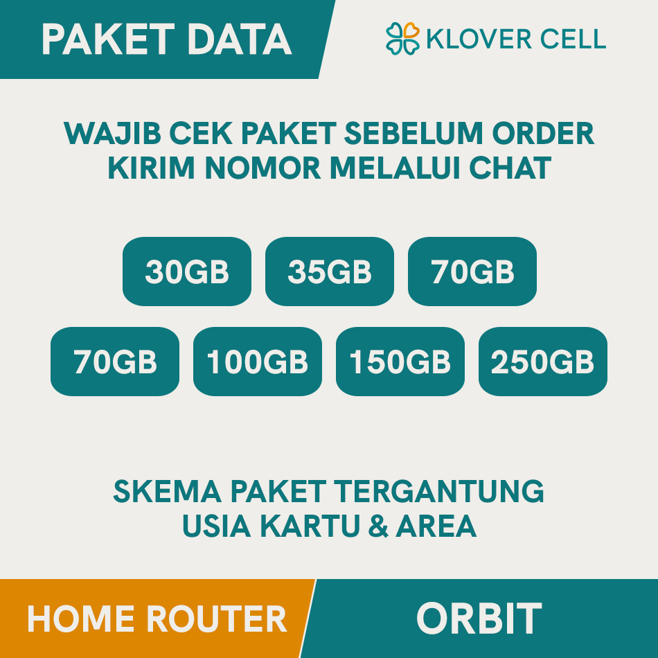 [CEK NOMOR] Inject Gift Kuota Home Router ORBIT 10GB 35GB 70GB 100GB 150GB 250GB Paket Data Internet