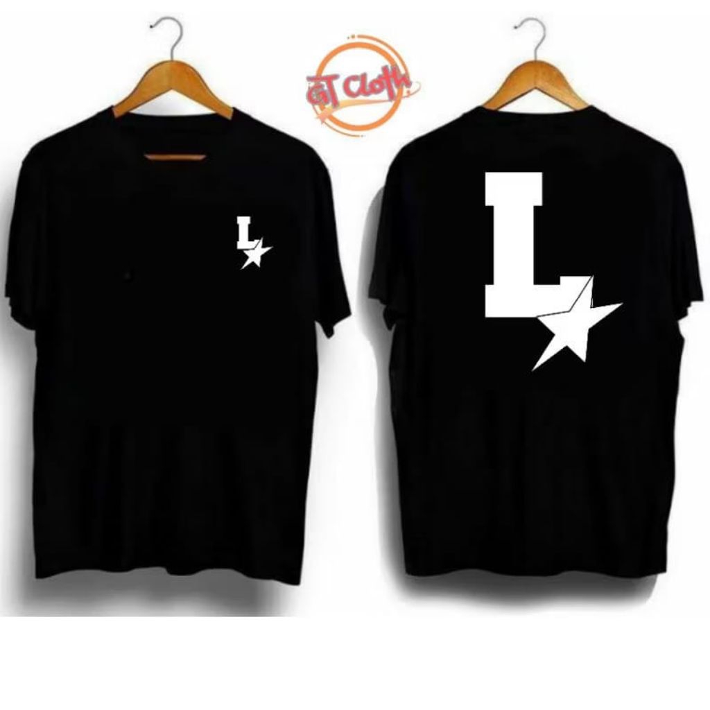 KAOS DISTRO INISIAL HURUF L LOGO STAR BAHAN COTTON COMBED 30S