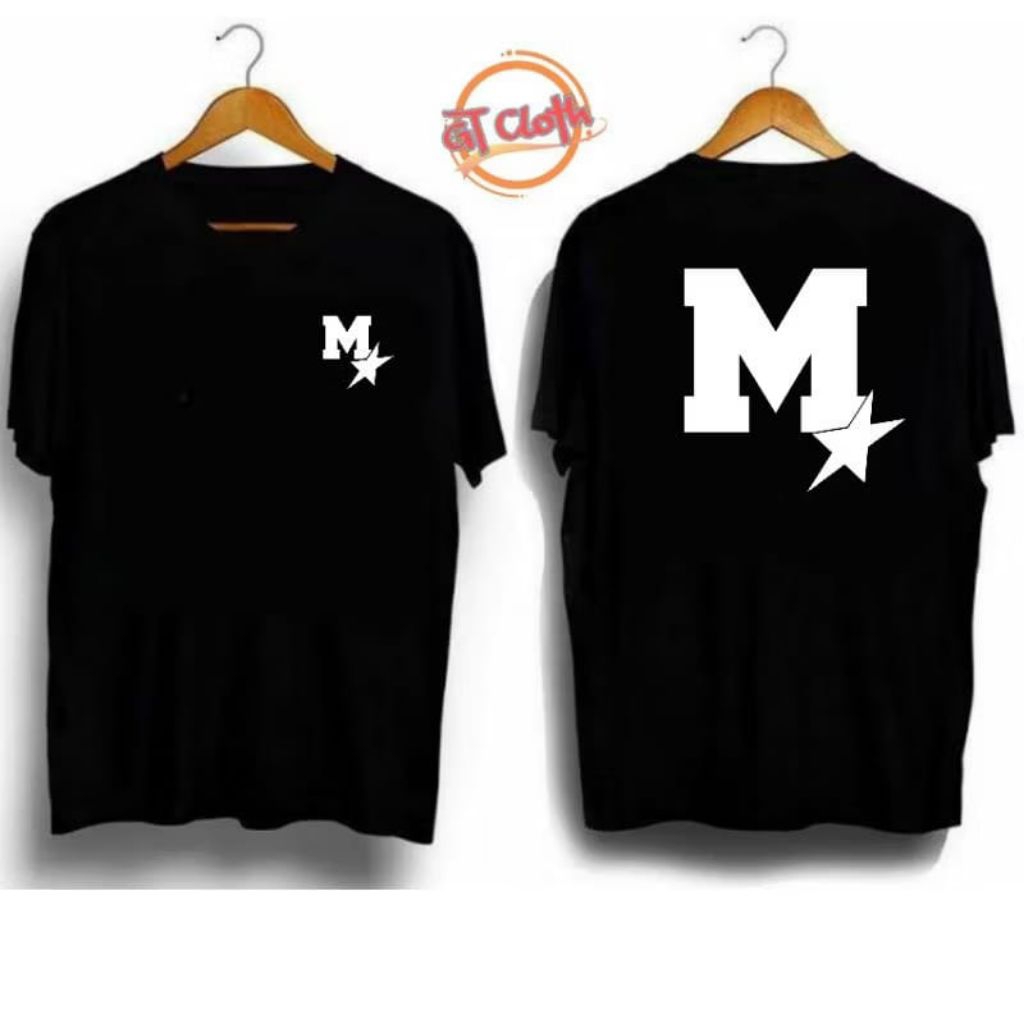 KAOS DISTRO INISIAL HURUF M LOGO STAR BAHAN COTTON COMBED 30S