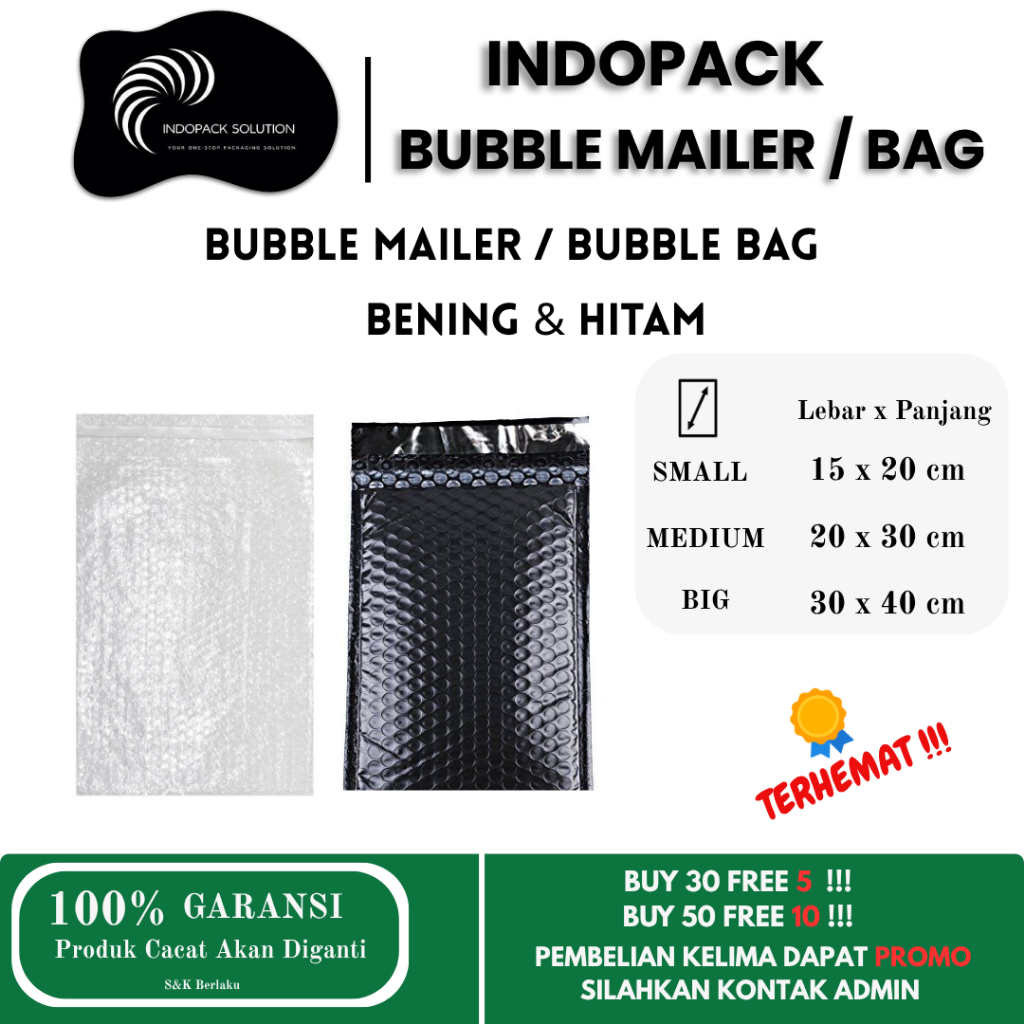 

INDOPACK Bubble Mailer 15x20 20x30 30x40 Plastik Amplop Gelembung Aman 100% GARANSI HEMAT