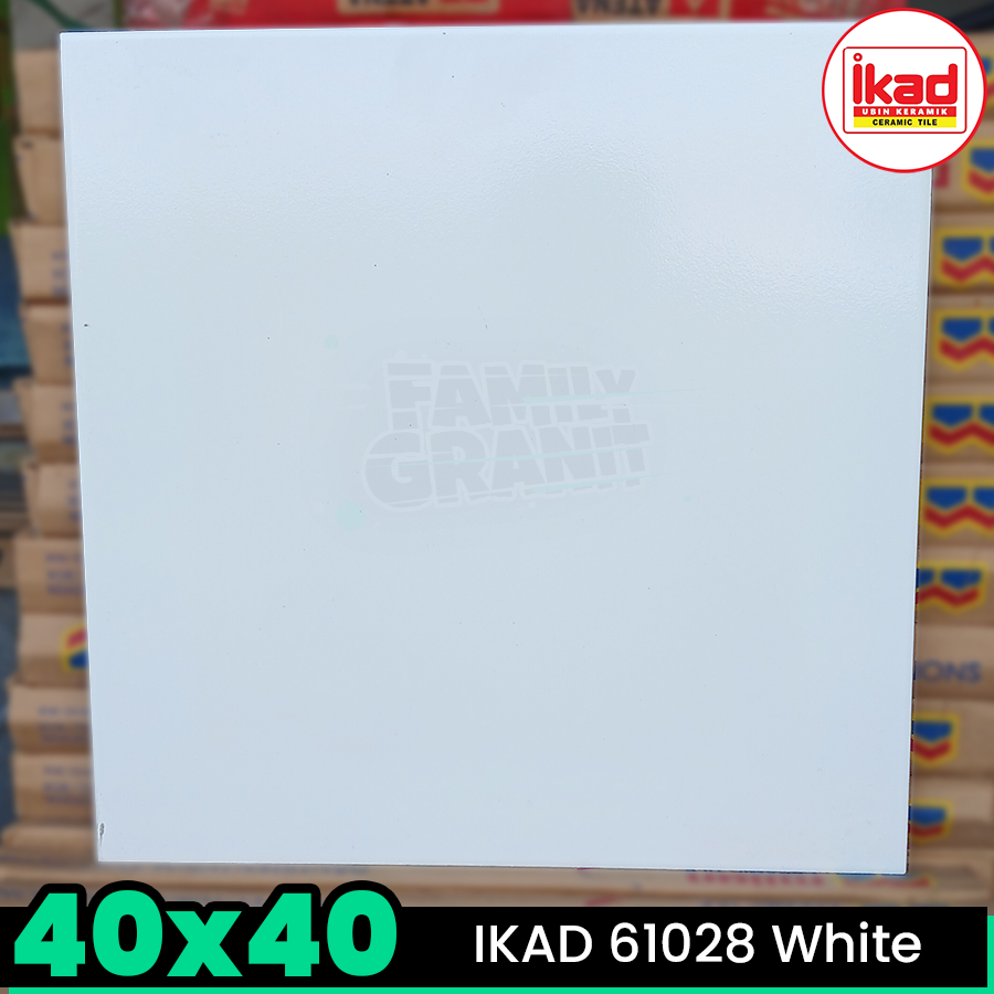 Keramik Lantai 40x40 IKAD 61028 White Motif Putih Polos Tekstur Matte