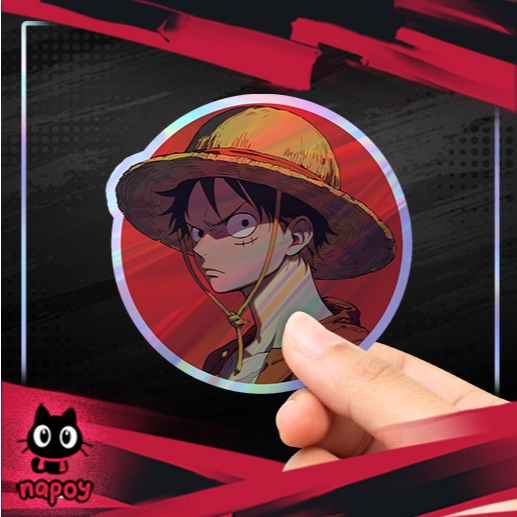 

Stiker Hologram Anime One Piece Luffy Bulat