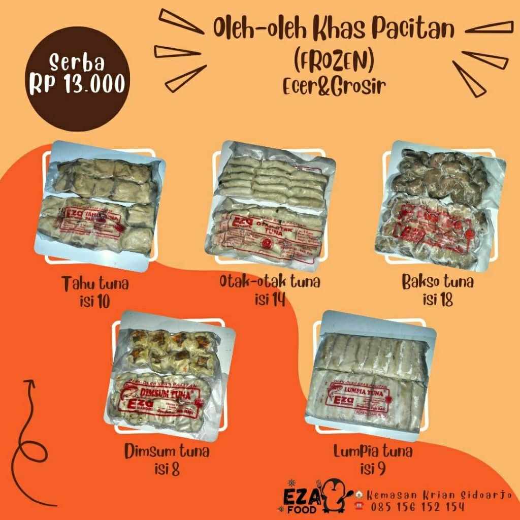 

OLEH-OLEH KHAS PACITAN || EZA PAK RAN || TAHU TUNA DIMSUM BAKSO OTAK OTAK LUMPIA TUNA