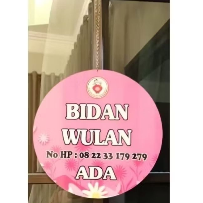 

Papan Nama Bidan/Papan Akrilik Bulat D30 cm/Papan Custom