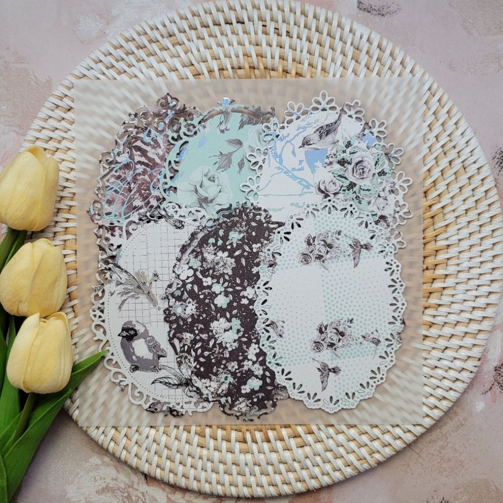 

Hiasan scrapbook journaling label doily kertas motif seri #2