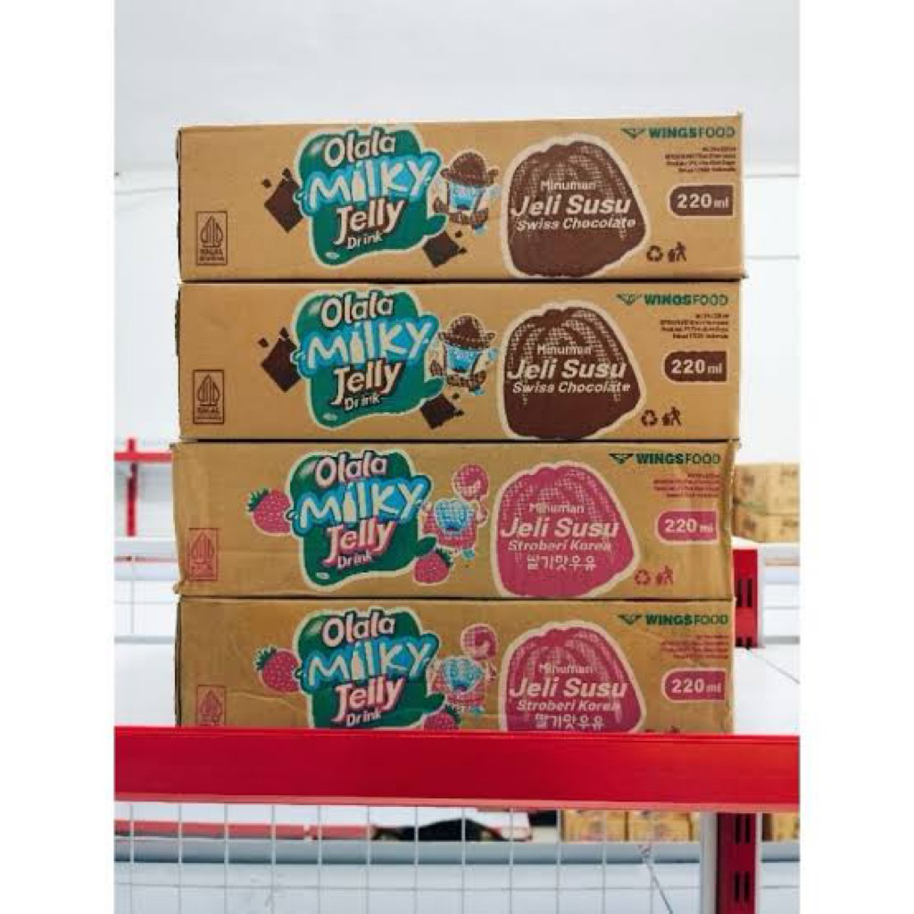 

TERMURAH!!OLALA MILKY JELLY DRINK SUSU RASA STRAWBERRY/COKLAT@220ML(24pcs/dus)