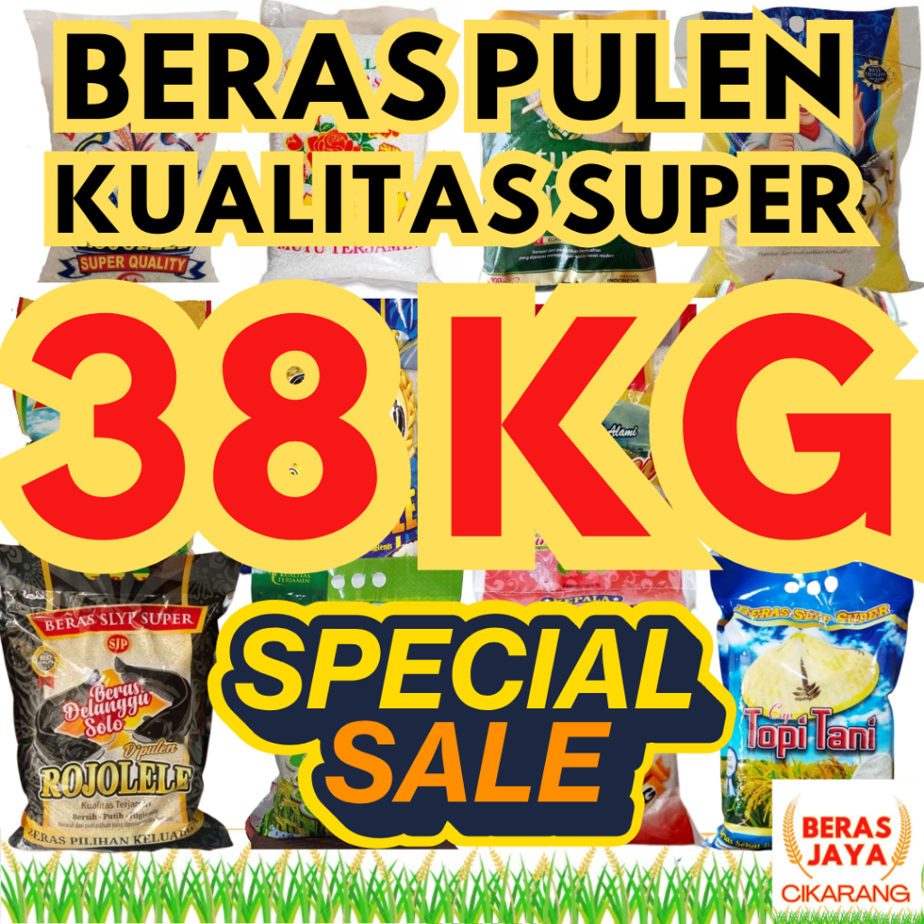 

(SPESIAL SALE SHOPEE!!) Promoo Beras Kualitas Terjamin Bersih Bebas Kutu Super Pulen 38 kg Murah