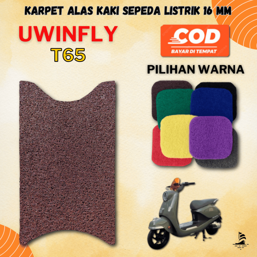 Karpet Sepeda Listrik UWINFLY T65 NEW 2025 Waterproof - Mie Bihun Serabut