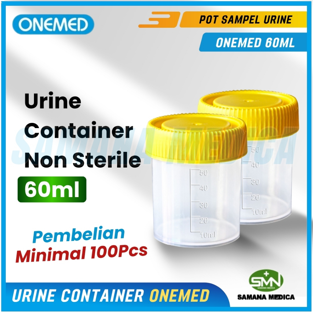 Urine Container ONEMED Non Steril / Pot Wadah Sampel Urine 60ml (MINIMAL BELI 100 PCS)