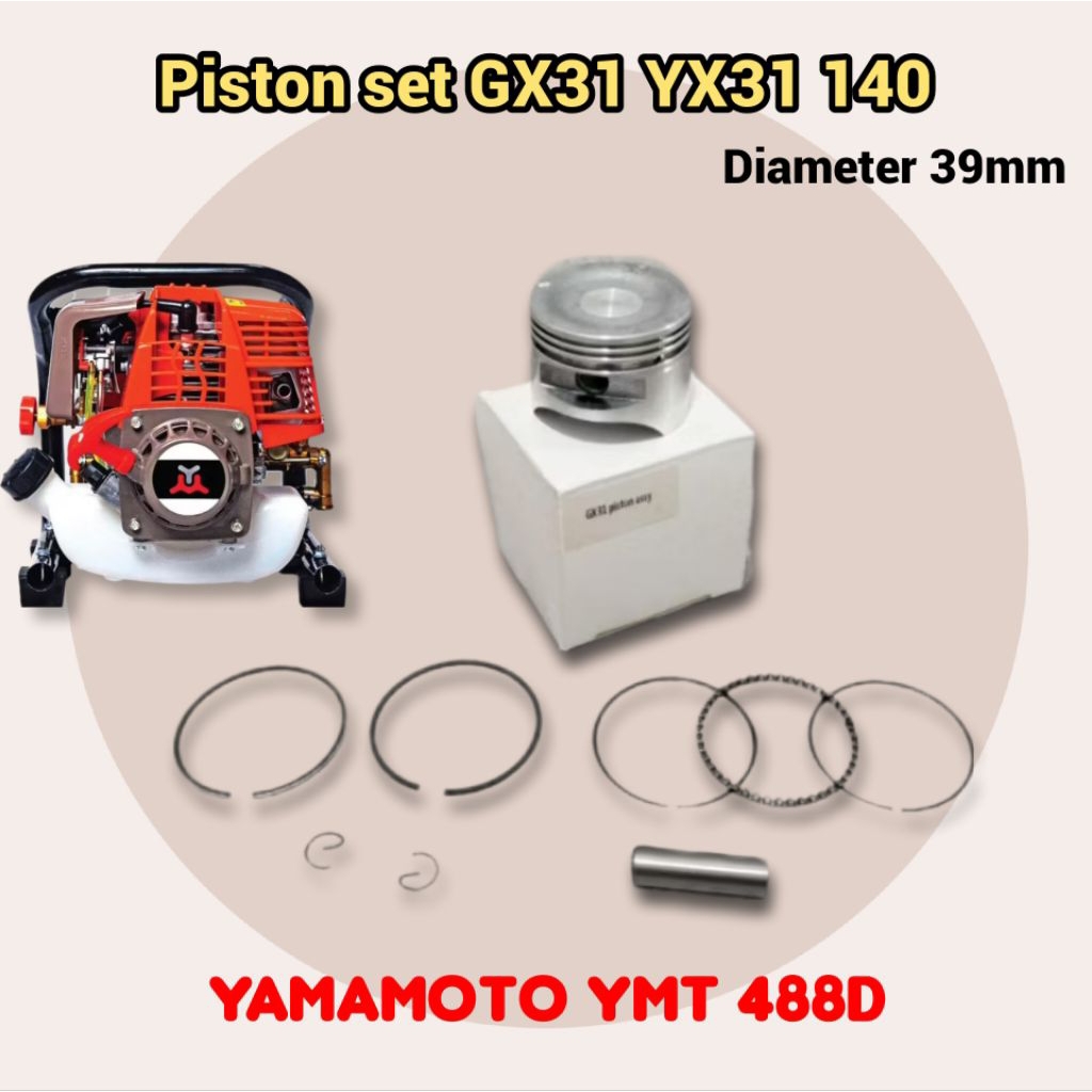 Piston c/w ring YMT 789 / 898 / 488 Yamamoto knapsack power sprayer 4 tak potong rumput seher kompli