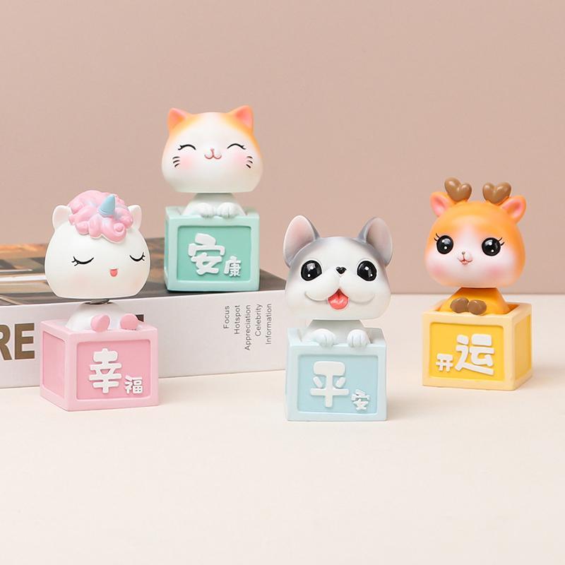 Bobble Head Kepala Goyang - Pajangan Dashboard Mobil Dekorasi Aksesoris Kucing Rusa Unicorn Anjing