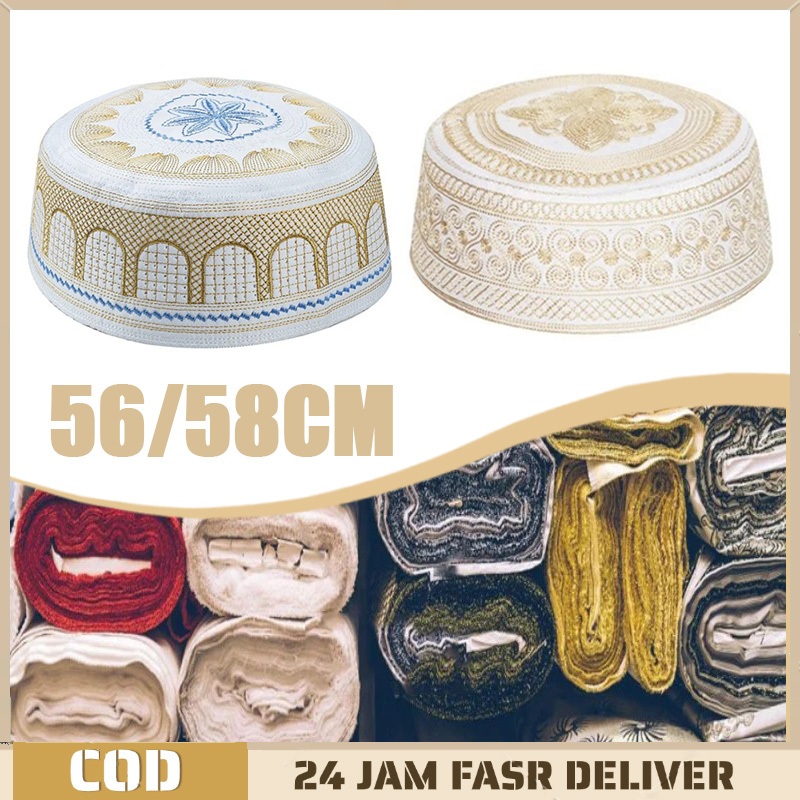 Topi Buat Haji Topi Sholat Pria Topi Sholat Pria Muslim Topi Sholat Bordir Pria Topi Umroh Laki Laki