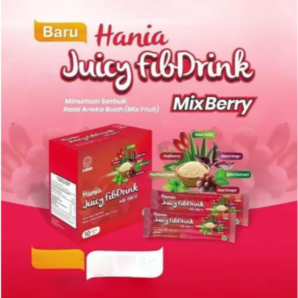 

Hania Juicy Fibdrink Mixberry (HERBAL DIET ALAMI) SEMINGGU TURUN 3-5 KG - HNI HPAI BPOM