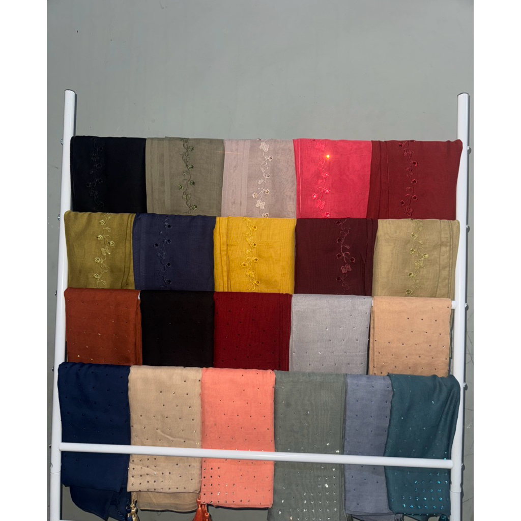 kerudung paris japan original payet bunga Swarovski pinggir
