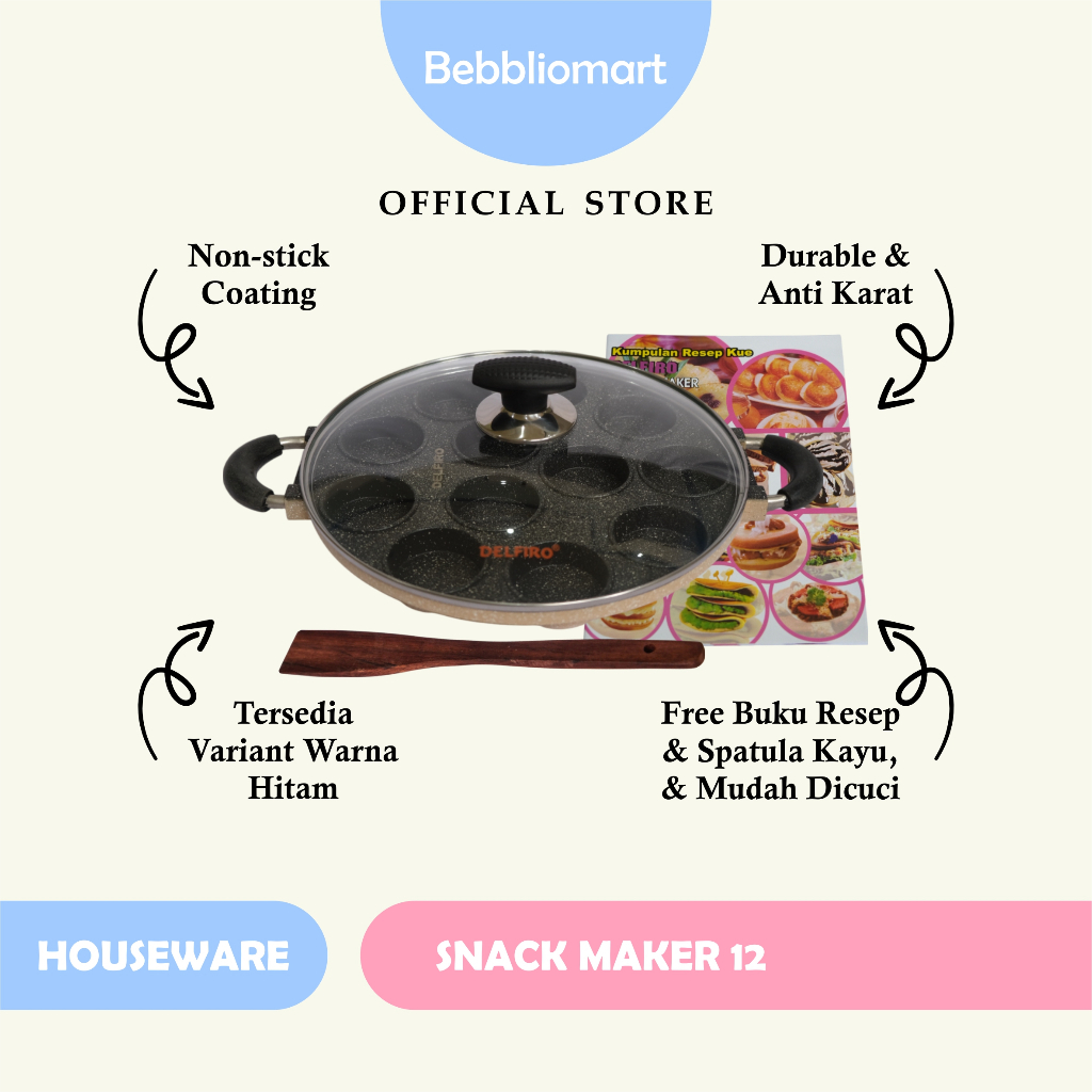 Delfiro Cetakan Kue 12 Lubang Premium, Pan Cetakan Kue