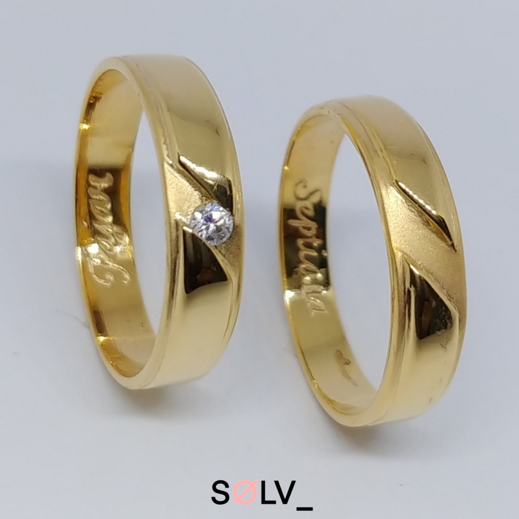 Cincin kawin berlian moissanite perak 925 lapis emas, cincin couple, cincin nikah model (CK 32)