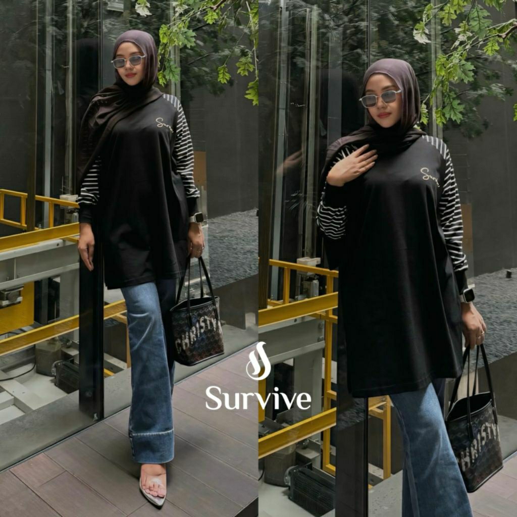 SURVIVE tunik kaos oversize raglan basic